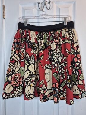 Hemet Frida Kahlo Floral Skirt Red Black Size XL Museum Girl Artsy